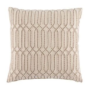 Omni Collection by Nikki Chu 20" Beige and Brown Tan Trellis Square Throw Pillow